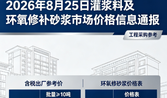 简阳2026年8月25日灌浆料及环氧修补砂浆市场价格信息通报
